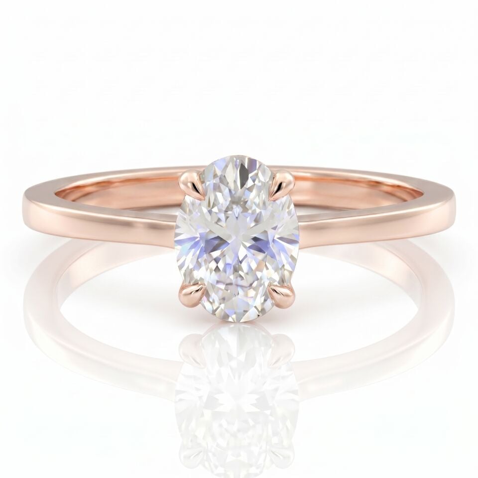1.50 Carat D VS Lab. Diamond Oval Solitaire Rose Gold Ring