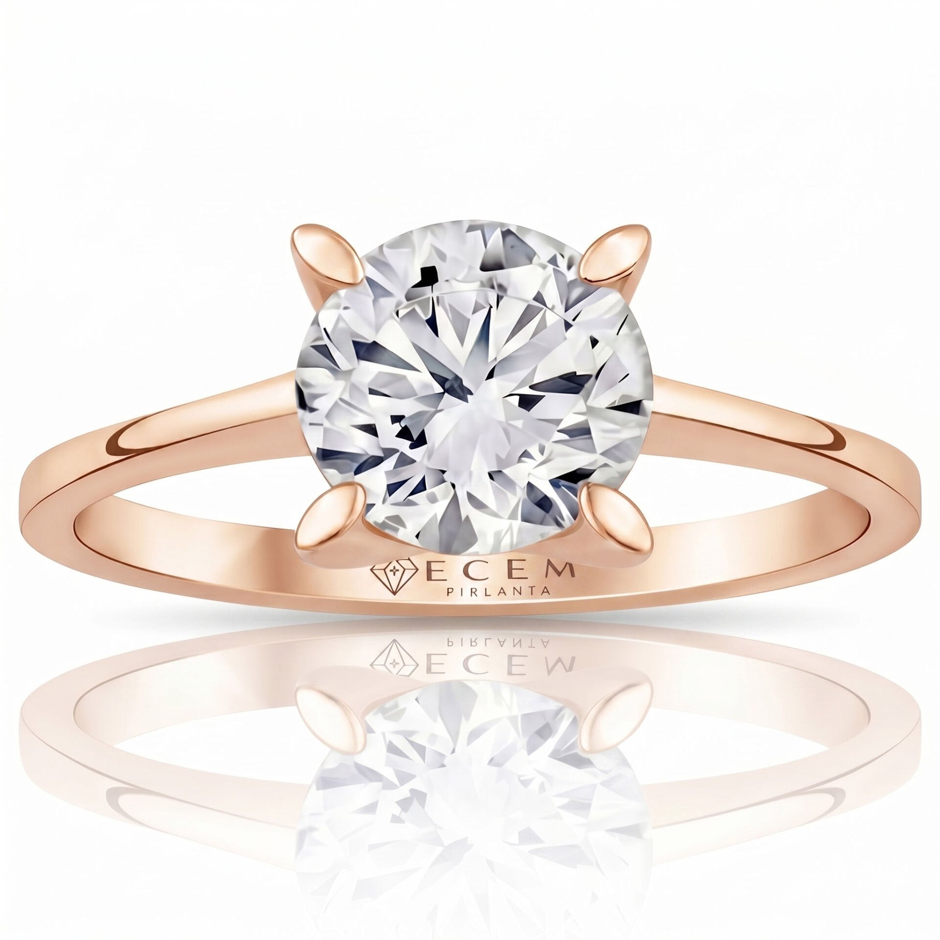 3.00 Carat E VS Lab Diamond Solitaire Rose Gold Ring