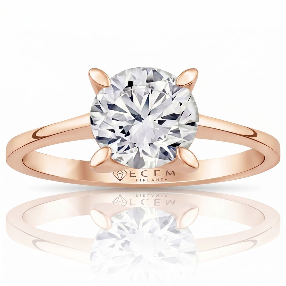 3.00 Carat E VS Lab Diamond Solitaire Rose Gold Ring