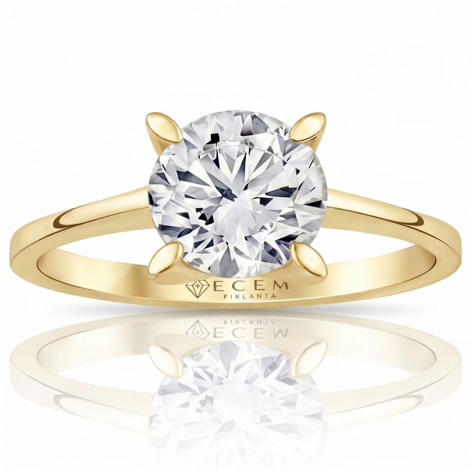 3.00 Carat E VS Lab Diamond Solitaire Yellow Gold Ring