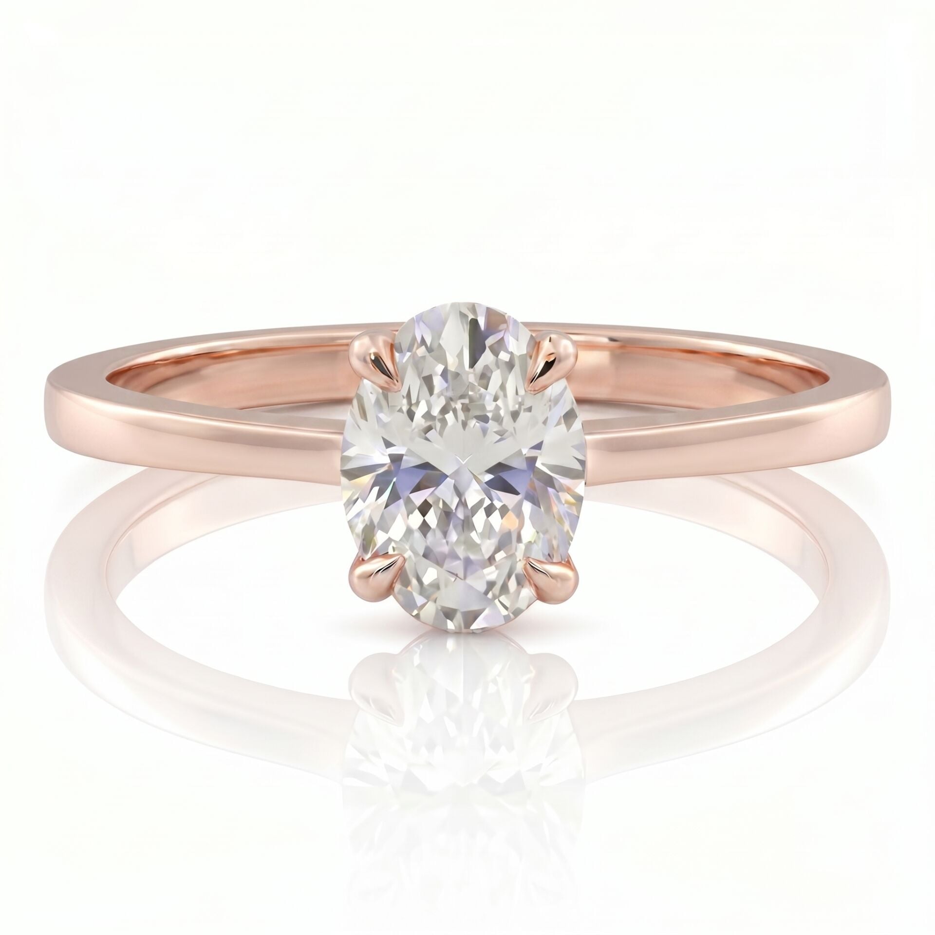 2.00 Carat D VS Lab. Diamond Oval Solitaire Rose Gold Ring