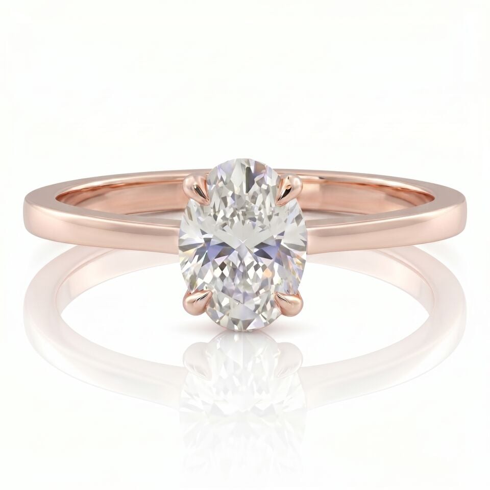 2.00 Carat D VS Lab. Diamond Oval Solitaire Rose Gold Ring