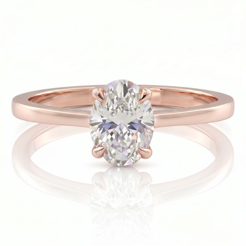 2.00 Carat E VS Lab Diamond Oval Solitaire Rose Gold Ring
