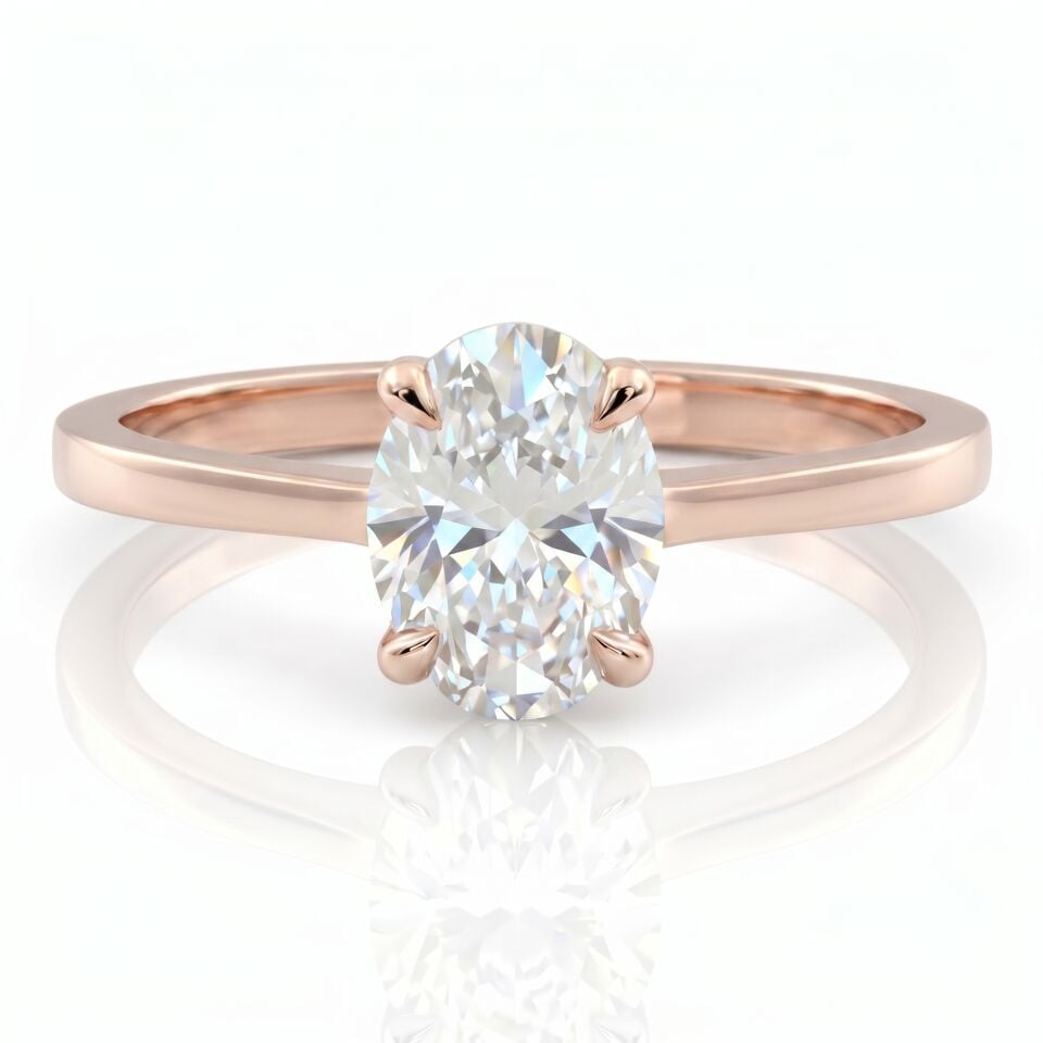 4.00 Carat D VS Lab. Diamond Oval Solitaire Rose Gold Ring