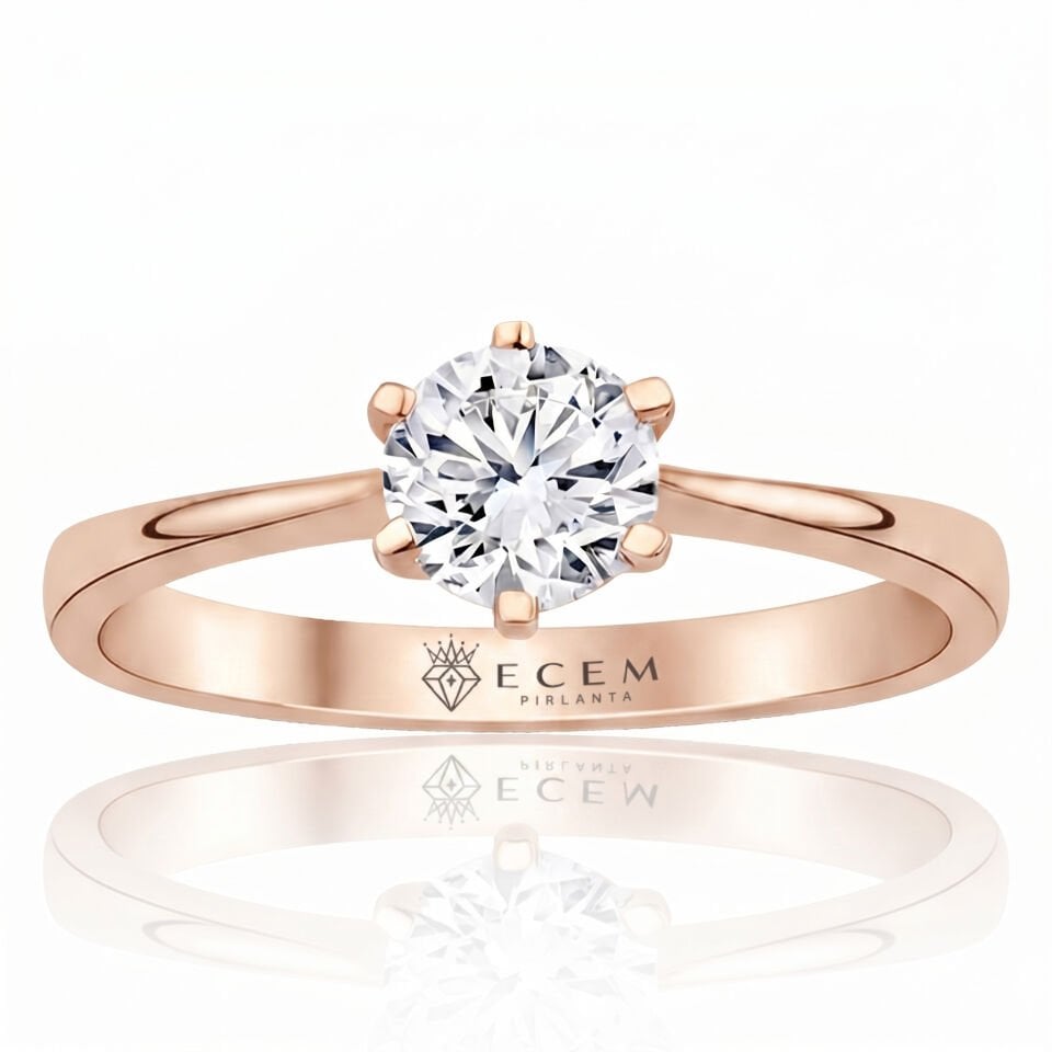 0.90 Carat E VS Lab Diamond Solitaire Rose Gold Ring