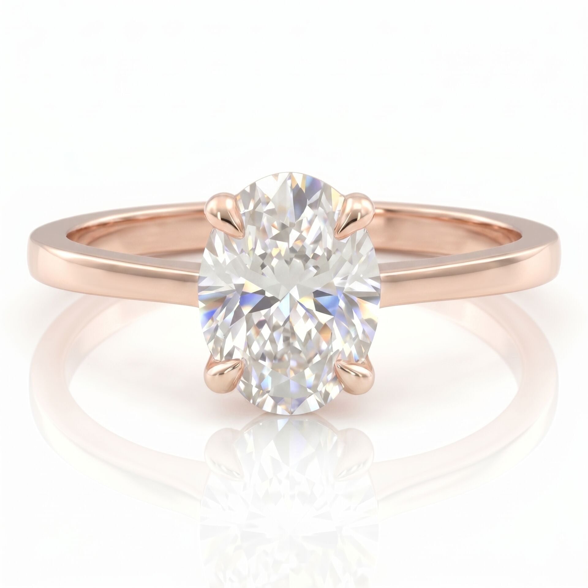 5.00 Carat D VS Lab. Diamond Oval Solitaire Rose Gold Ring