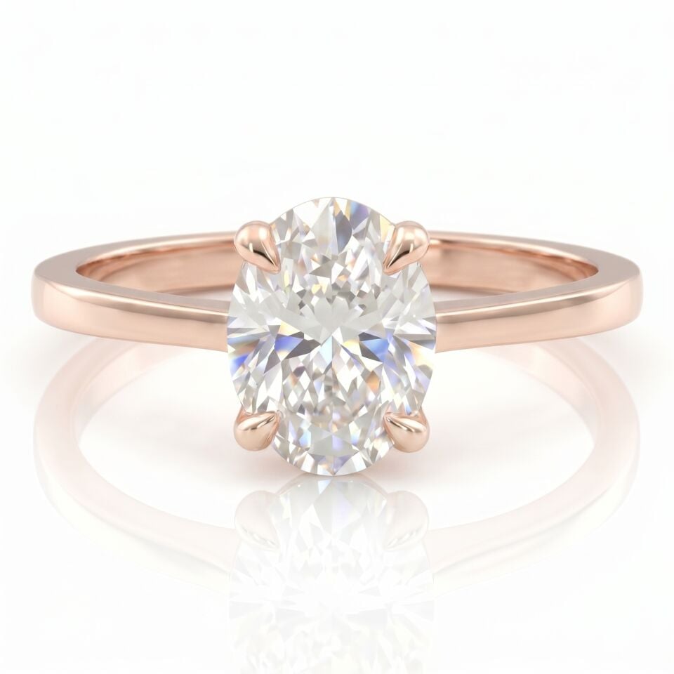 5.00 Carat D VS Lab. Diamond Oval Solitaire Rose Gold Ring