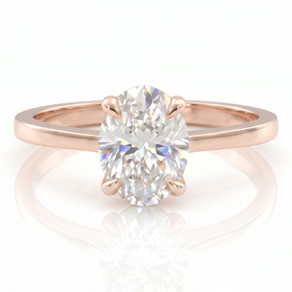 5.00 Carat E VS Lab Diamond Oval Solitaire Rose Gold Ring