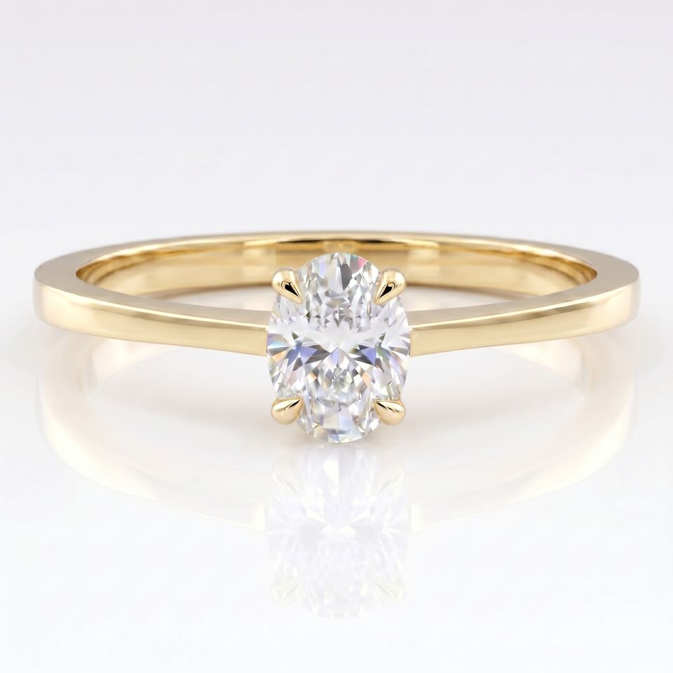 0.40 Carat D VS Lab. Diamond Oval Solitaire Yellow Gold Ring